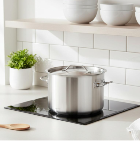Oala catering inox 17L 32 cm cu capac si fund multistrat pentru inductie (KH-2023) [15]