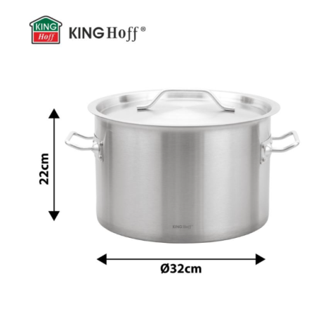 Oala catering inox 17L 32 cm cu capac si fund multistrat pentru inductie (KH-2023) [9]
