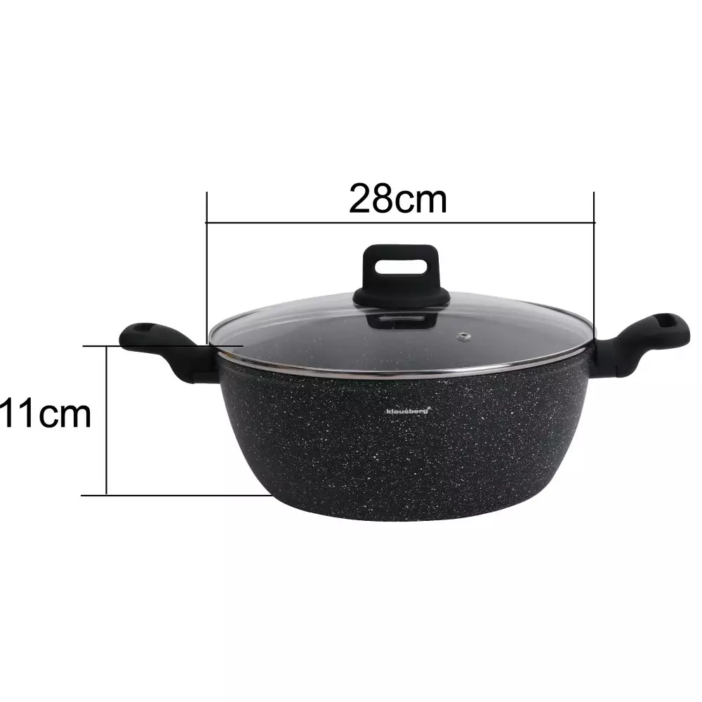 Oala cu capac cu invelis marmorat negru 5.71 L 28 cm (KB-7672) [1]