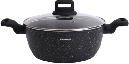 Oale si cratite - Oala cu capac cu invelis marmurat negru 3.79 L 24 cm (KB-7671)