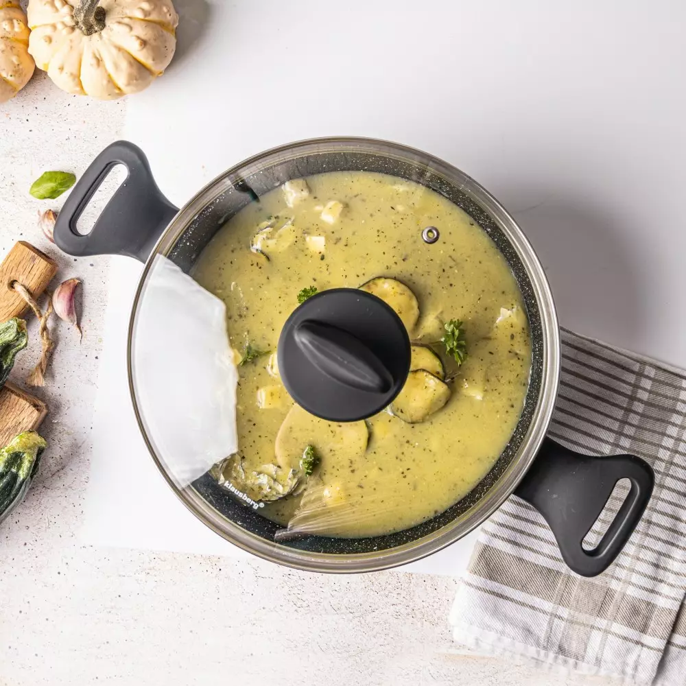 Oala cu capac cu invelis marmurat negru 3.79 L 24 cm (KB-7671) [5]