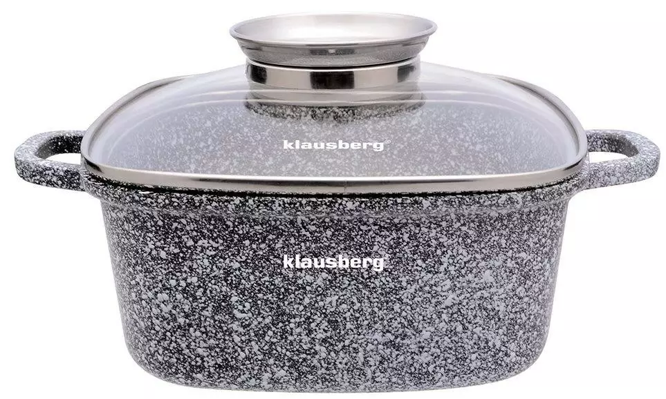 Oale si cratite - Oala cu capac din aluminiu cu invelis marmorat gri 20x20cm, 2.8l (KB-7528)