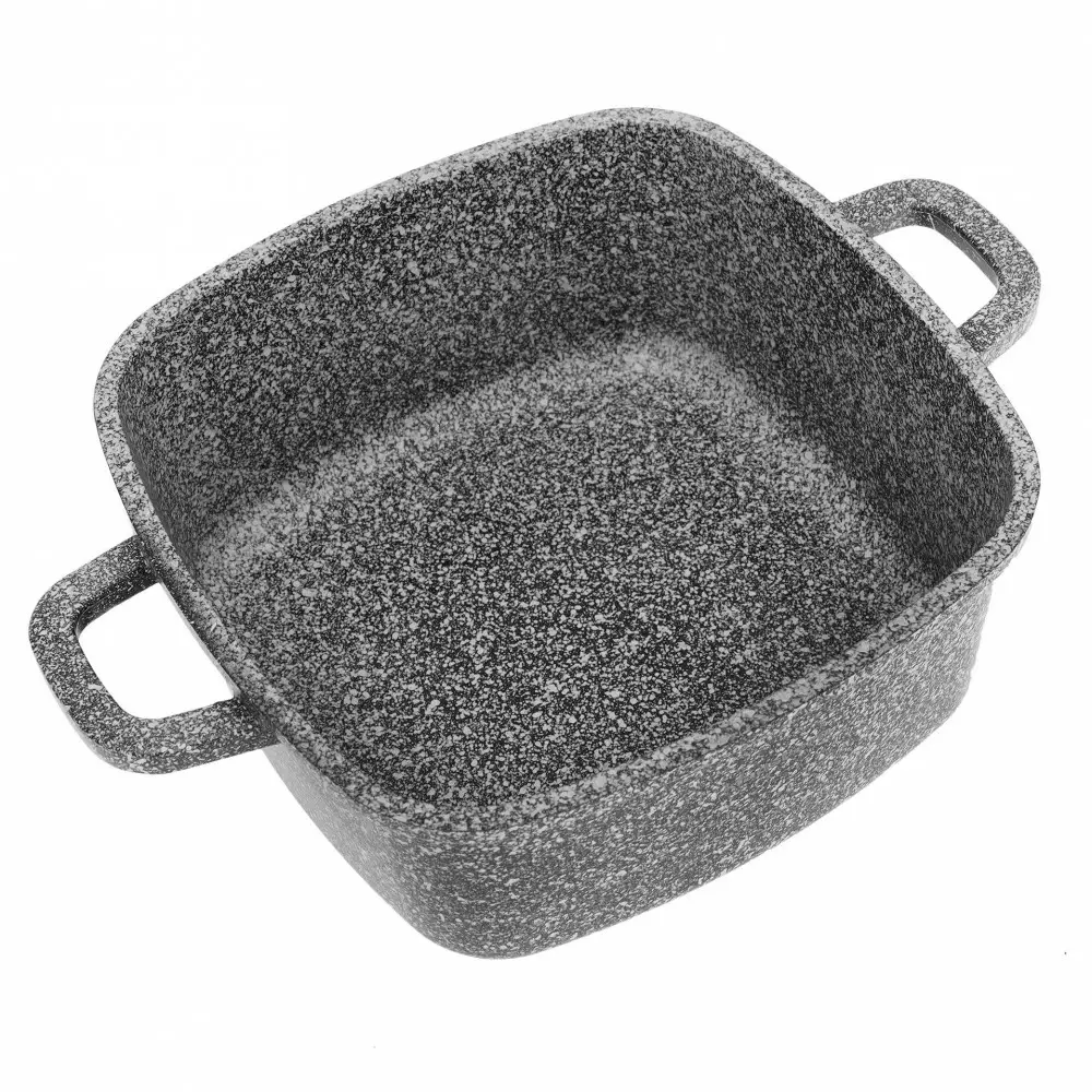 Oala cu capac din aluminiu cu invelis marmorat gri 20x20cm, 2.8l (KB-7528) [2]