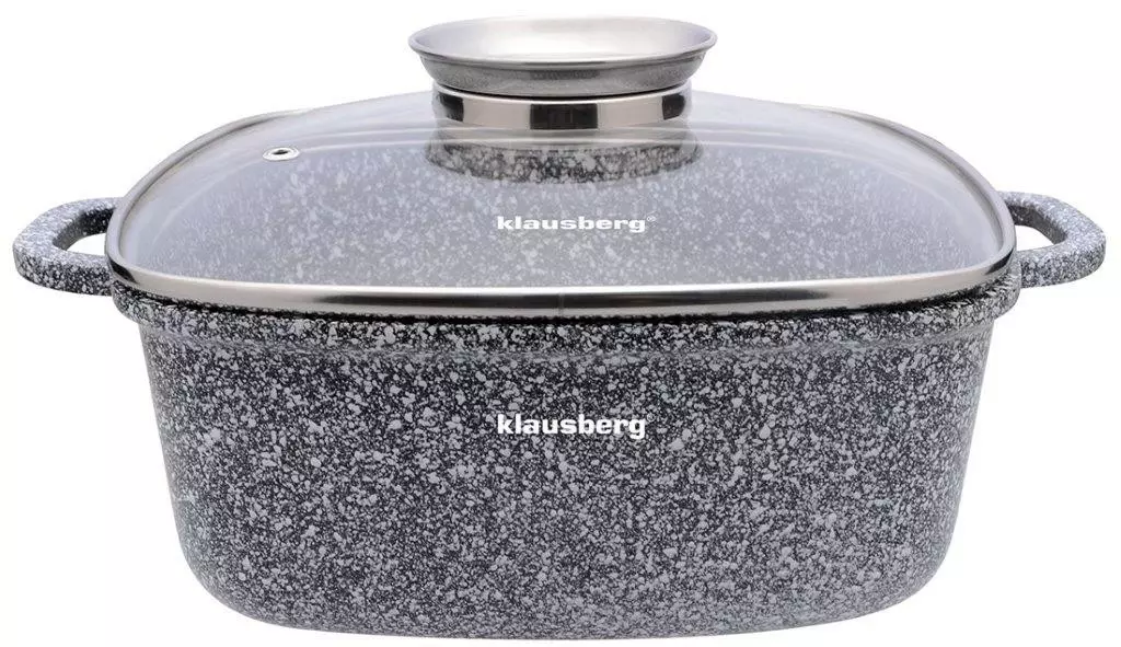 Oale si cratite - Oala cu capac din aluminiu cu invelis marmorat gri 3.7 L 22x22 cm (KB-7529)