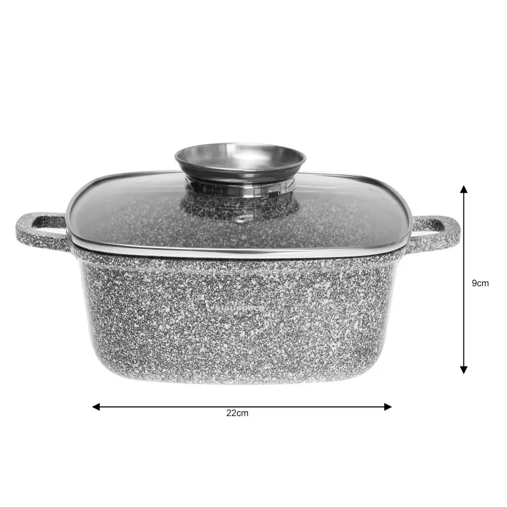 Oala cu capac din aluminiu cu invelis marmorat gri 3.7 L 22x22 cm (KB-7529) [1]