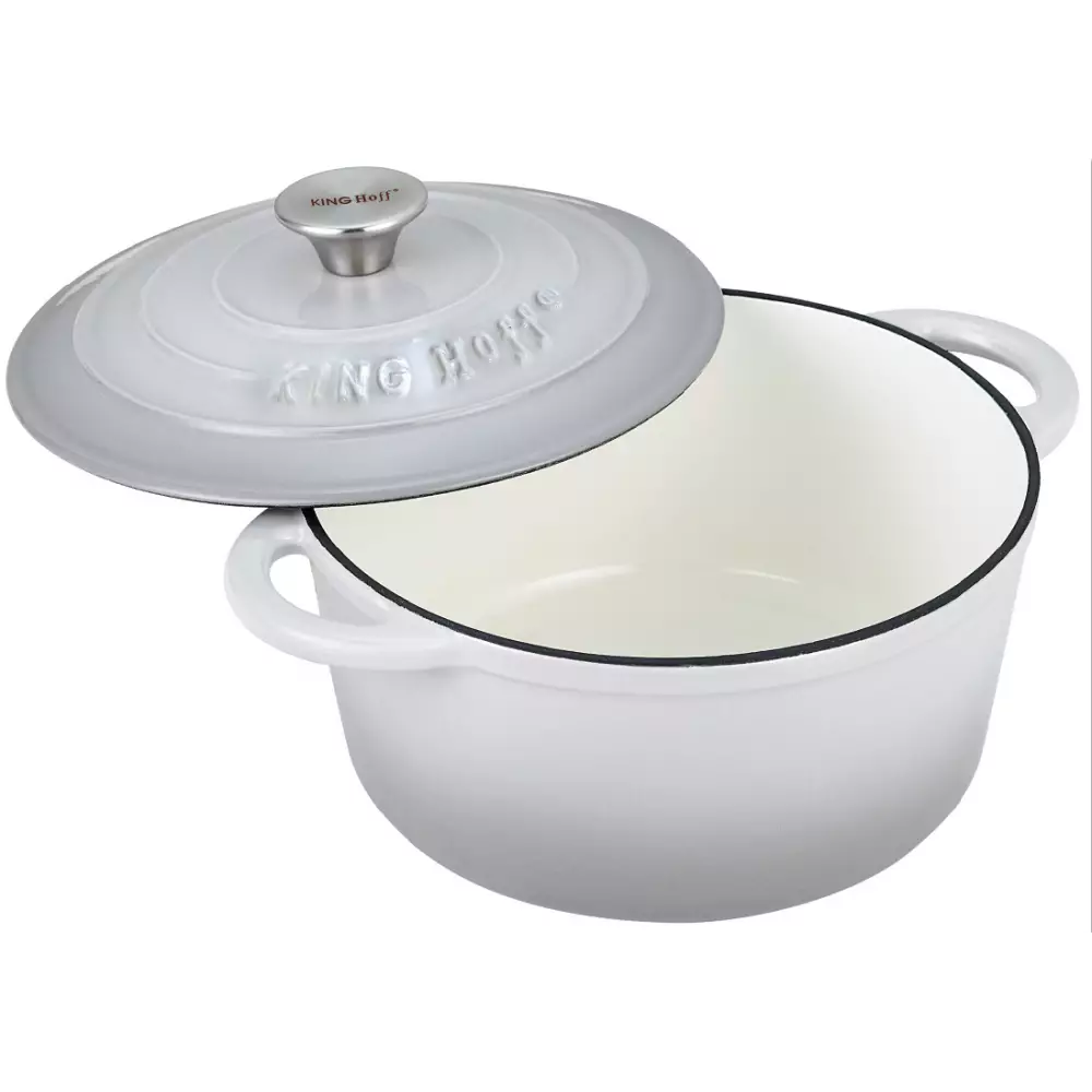 Oale si cratite - Oala cu capac din fonta 2.4 l gri 21 cm (KH-1520)