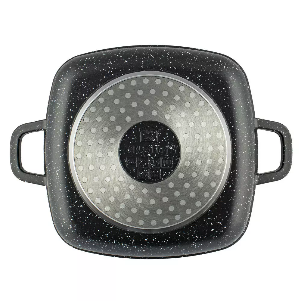 Oala cu capac din otel cu invelis marmura neagra 2.8 L 20x20 cm (KH-1601) [2]