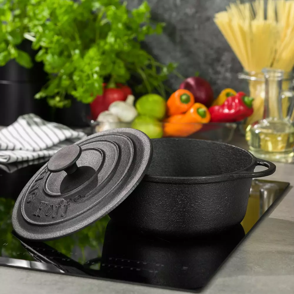 Oala cu capac fonta neagra 2.4 l 21 cm (KH-2253) [2]