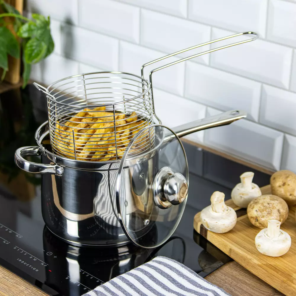 Oala cu cos pentru prajit din otel inoxidabil 3.6L (KH-4581) [1]