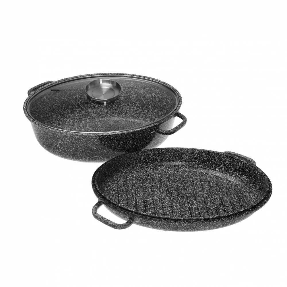 Oale si cratite - Oala de copt cu invelis din marmura neagra 8 l (KB-7367)