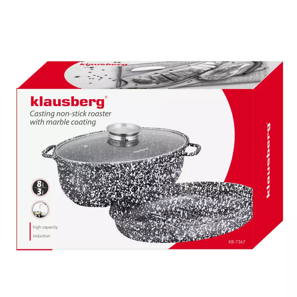 Oala de copt cu invelis din marmura neagra 8 l (KB-7367) [2]