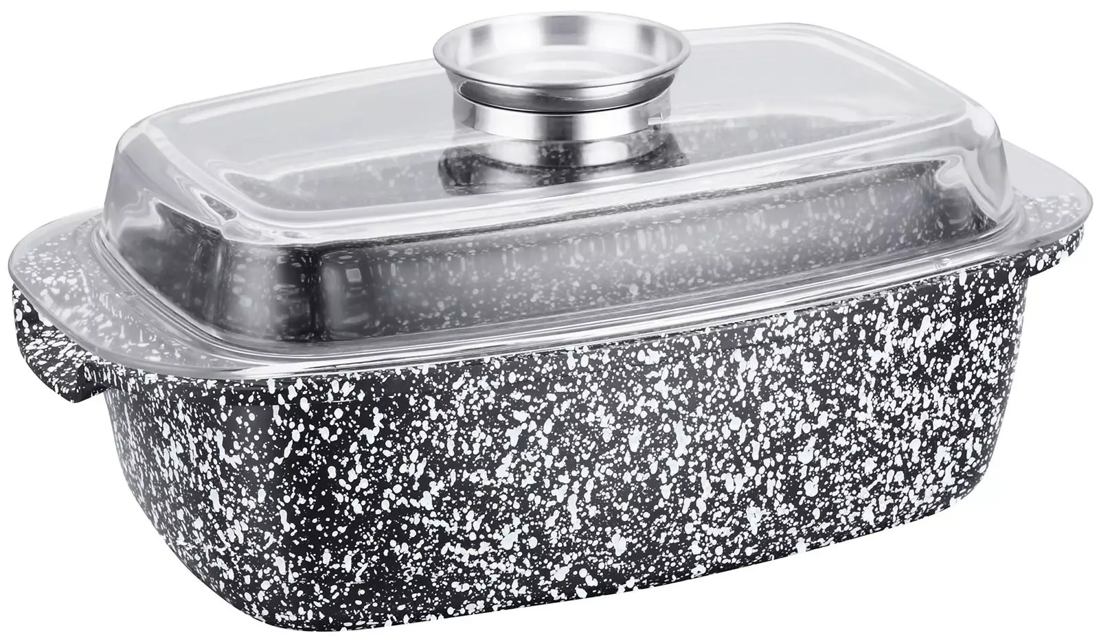 Oala de copt cu invelis din marmura neagra si capac de sticla 4.5 L (KB-7365) [4]