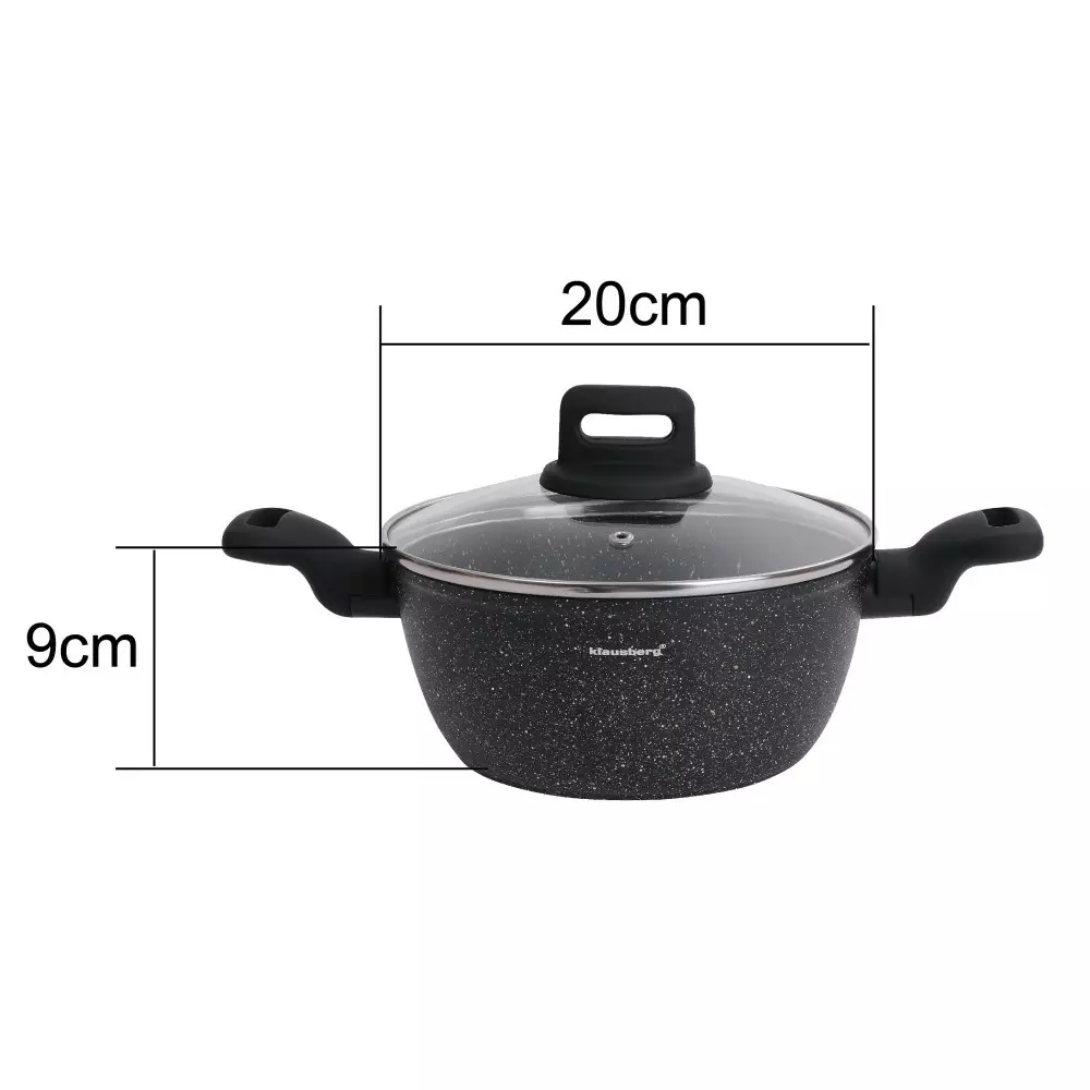Oala de inox cu invelis marmura neagra 2.36 L 20 cm (KB-7670) [1]