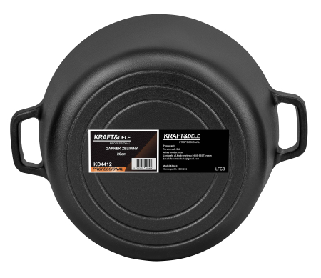 Oala din fonta 26 cm cu capac 2 in 1, tigaie reversibila pentru paine friptura si gatit la cuptor (KD4412) [3]