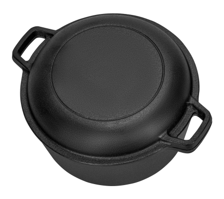 Oala din fonta 26 cm cu capac 2 in 1, tigaie reversibila pentru paine friptura si gatit la cuptor (KD4412) [7]