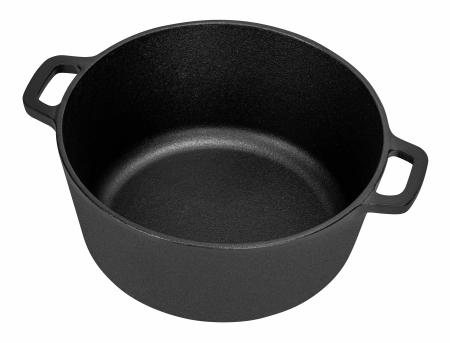 Casa - Oala din fonta 26 cm cu capac 2 in 1, tigaie reversibila pentru paine friptura si gatit la cuptor (KD4412)