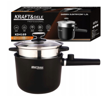 Bucatarie - Oala electrica 1.5L 600W cu interior antiaderent si doua trepte de putere pentru gatit rapid (KD4169)