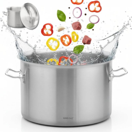 Oala inox 14L Ø30 cm cu capac metalic si baza inductie pentru uz casnic si profesional (KH-2022) [1]