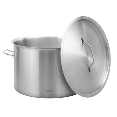 Oale si cratite - Oala inox 27L Ø38 cm cu capac metalic si baza inductie pentru uz profesional si casnic (KH-2025)
