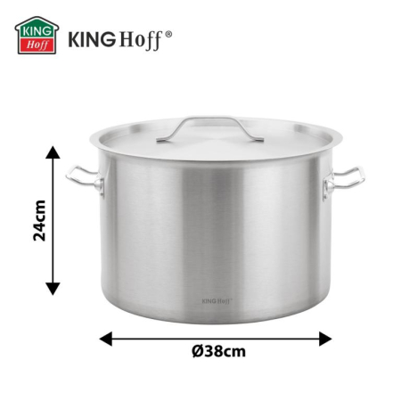 Oala inox 27L Ø38 cm cu capac metalic si baza inductie pentru uz profesional si casnic (KH-2025) [10]