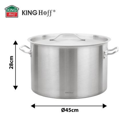 Oala inox 44L Ø45 cm cu capac metalic si baza inductie pentru uz profesional si catering (KH-2027) [10]