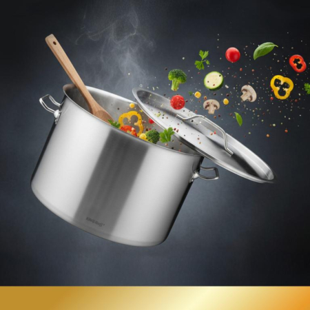 Oala inox 83L Ø55 cm cu capac metalic si baza inductie pentru uz profesional si catering (KH-2029) [11]