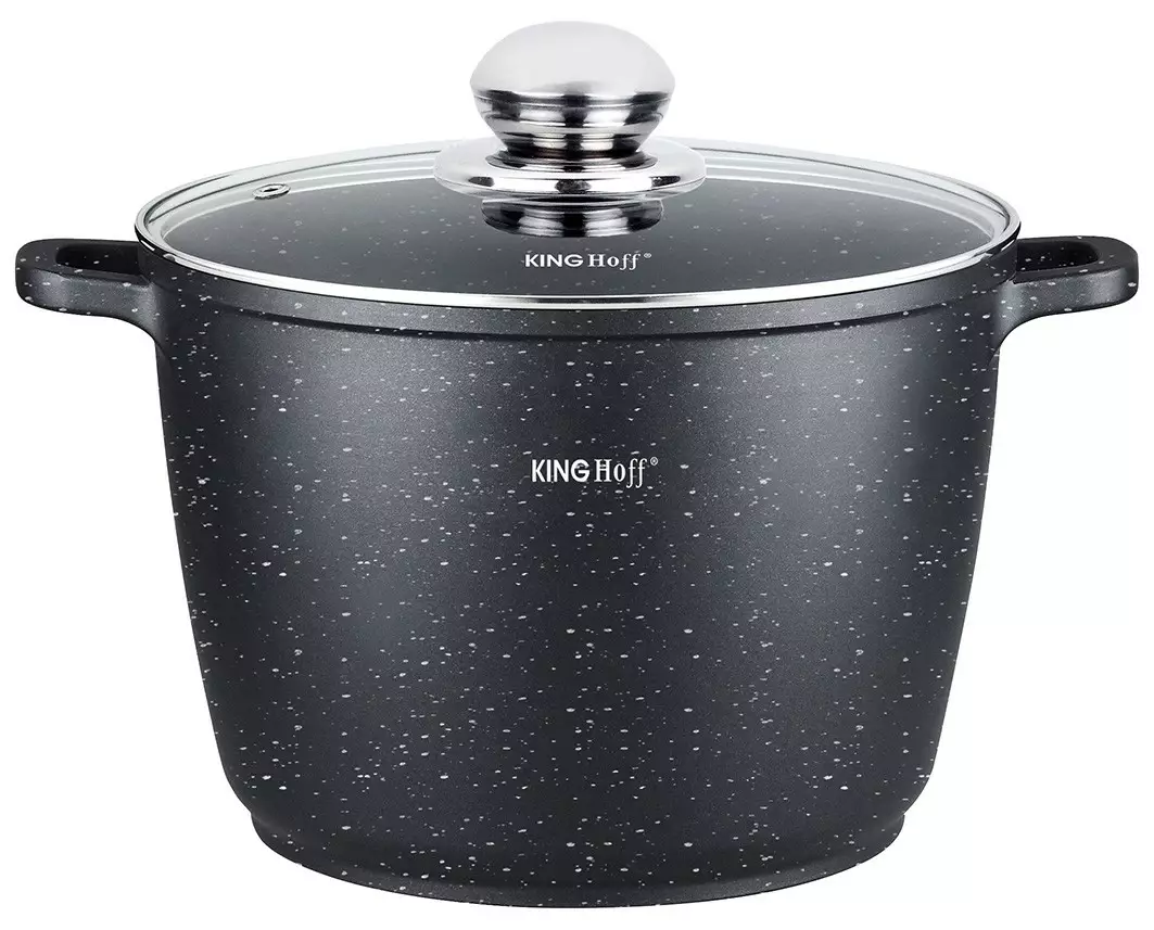 Oale si cratite - Oala otel inoxidabil cu invelis din marmura neagra 6.2 L, 24 cm (KH-1598)