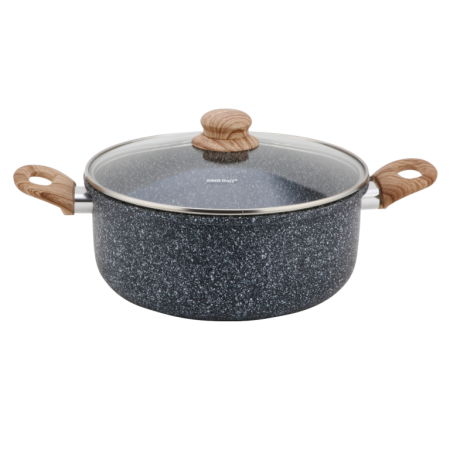 Oala pentru cartofi prajiti 24 cm 4 l cu invelis marmorat cos inox si capac (KH-1985) [3]