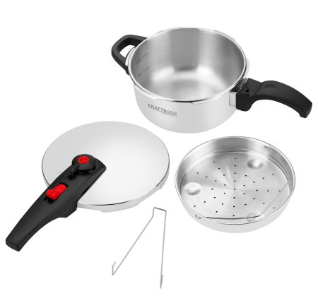 Casa - Oala sub presiune inox 4L 22 cm cu 7 sisteme de siguranta pentru gatit rapid (KD4295)