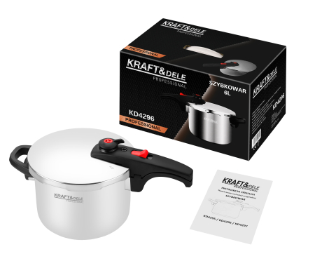 Oala sub presiune inox 6L 22 cm cu 7 sisteme de siguranta pentru gatit rapid (KD4296) [5]