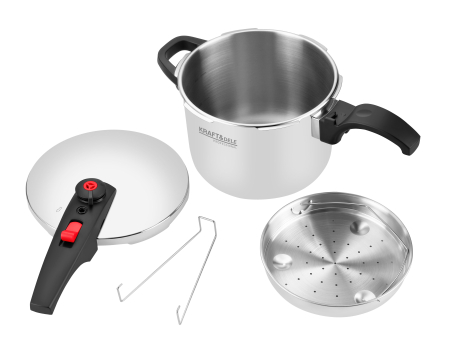 Casa - Oala sub presiune inox 6L 22 cm cu 7 sisteme de siguranta pentru gatit rapid (KD4296)