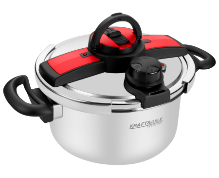 Oala sub presiune inox 6L 22 cm cu 7 sisteme de siguranta pentru gatit rapid (KD4298) [9]