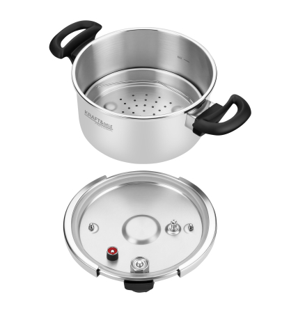 Oala sub presiune inox 6L 22 cm cu 7 sisteme de siguranta pentru gatit rapid (KD4298) [10]