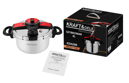 Oala sub presiune inox 6L 22 cm cu 7 sisteme de siguranta pentru gatit rapid (KD4298) [6]