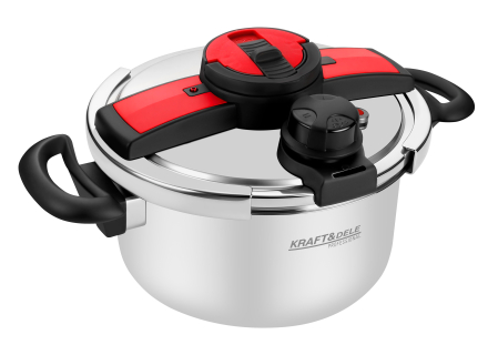 Oala sub presiune inox 6L 22 cm cu 7 sisteme de siguranta pentru gatit rapid (KD4298) [5]