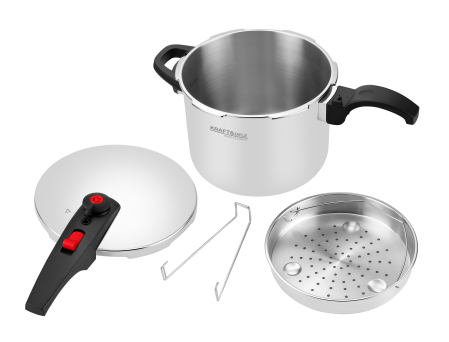 Casa - Oala sub presiune inox 8L 22 cm cu 7 sisteme de siguranta pentru gatit rapid (KD4297)