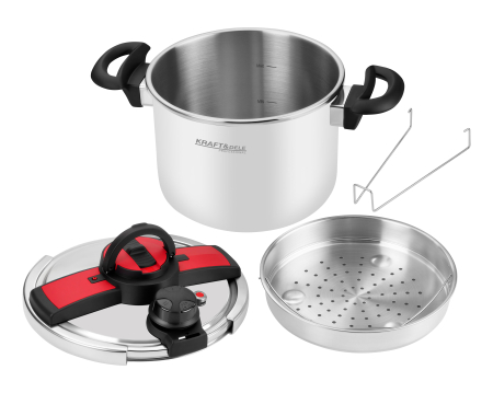 Casa - Oala sub presiune inox 8L 22 cm cu 7 sisteme de siguranta pentru gatit rapid (KD4299)
