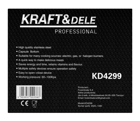 Oala sub presiune inox 8L 22 cm cu 7 sisteme de siguranta pentru gatit rapid (KD4299) [14]