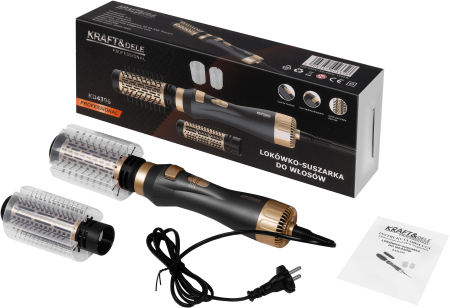 Ingrijire personala - Ondulator uscator par 1400W perie rotativa accesorii interschimbabile 40mm 50mm coafare 2in1 (KD4396)