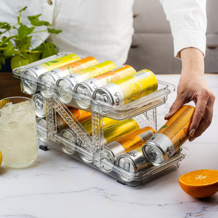 Organizator doze bauturi, dozator tip rulare gravitationala, doua niveluri, material transparent (KH-1944) [9]