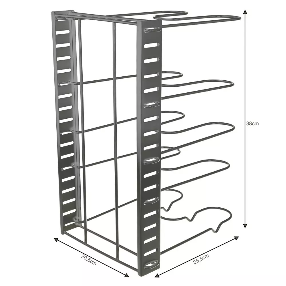 Organizator pentru capace tigai si oale negru cu rafturi reglabile (KH-1639) [2]