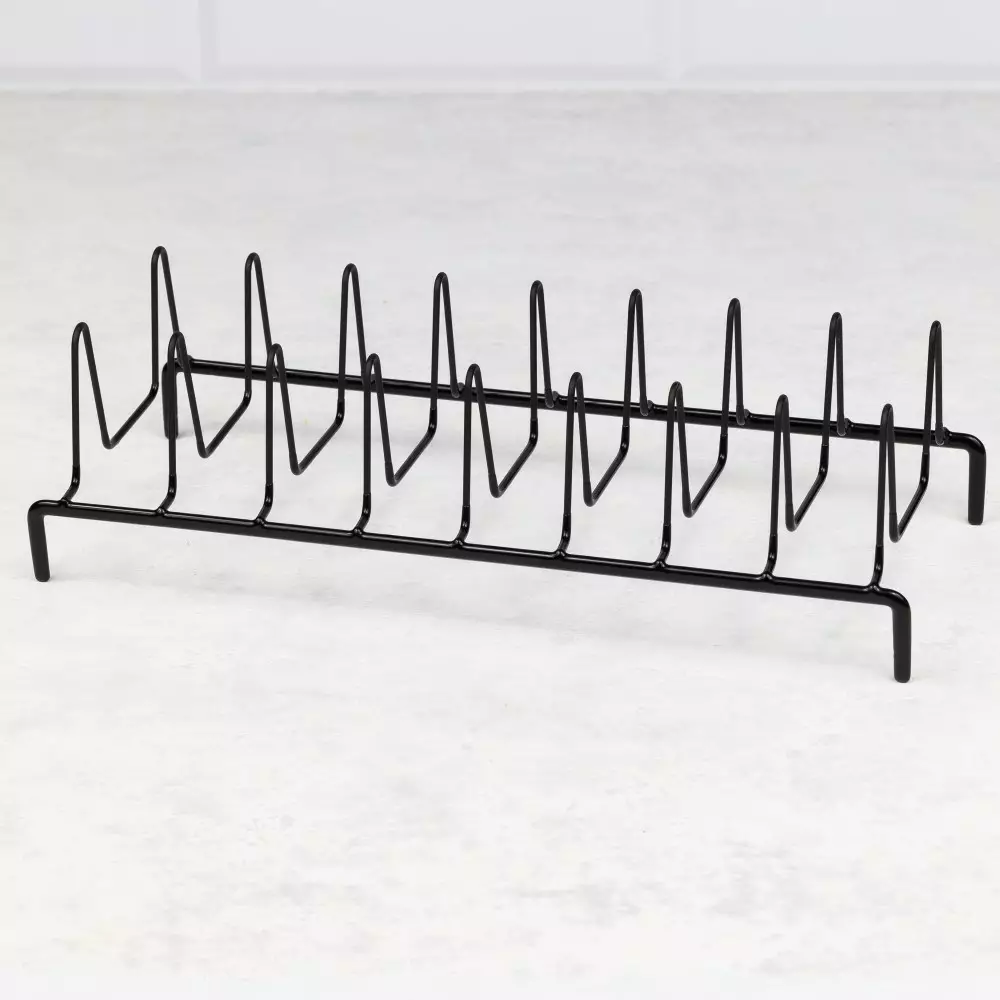 Organizatoare bucatarie - Organizator raft depozitare vase, otel, negru (KH-1717)