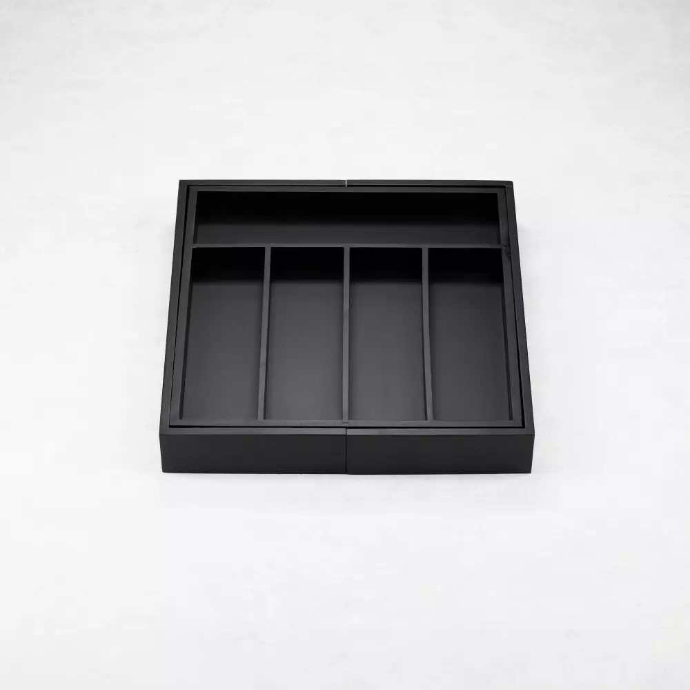 Organizator sertar din lemn bambus extensibil negru (KH-1745) [3]