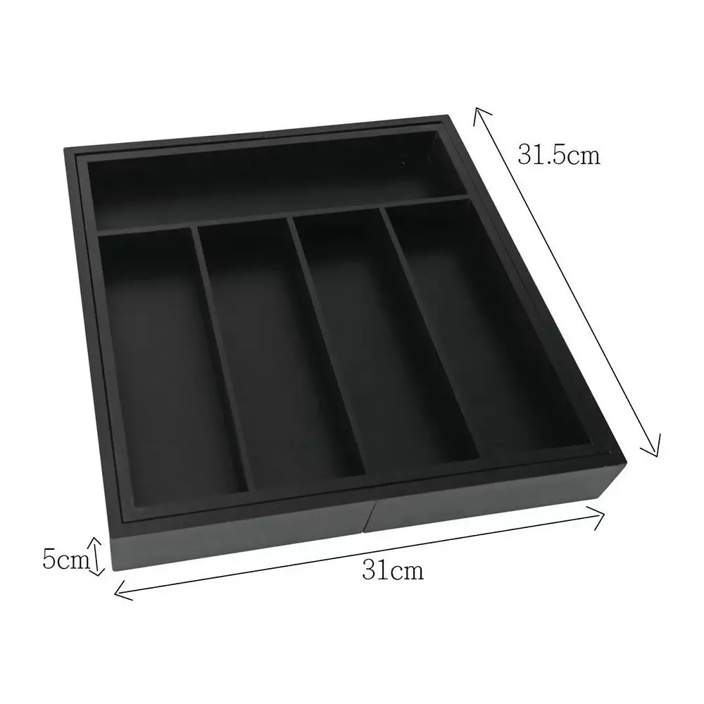 Organizator sertar din lemn bambus extensibil negru (KH-1745) [1]