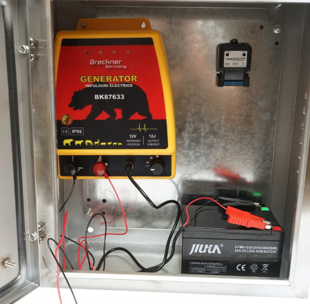 Pachet aparat generator impulsuri 12 Joule panou solar 30W baterie 12V 12Ah cutie din inox pentru gard electric (BK87633) [5]