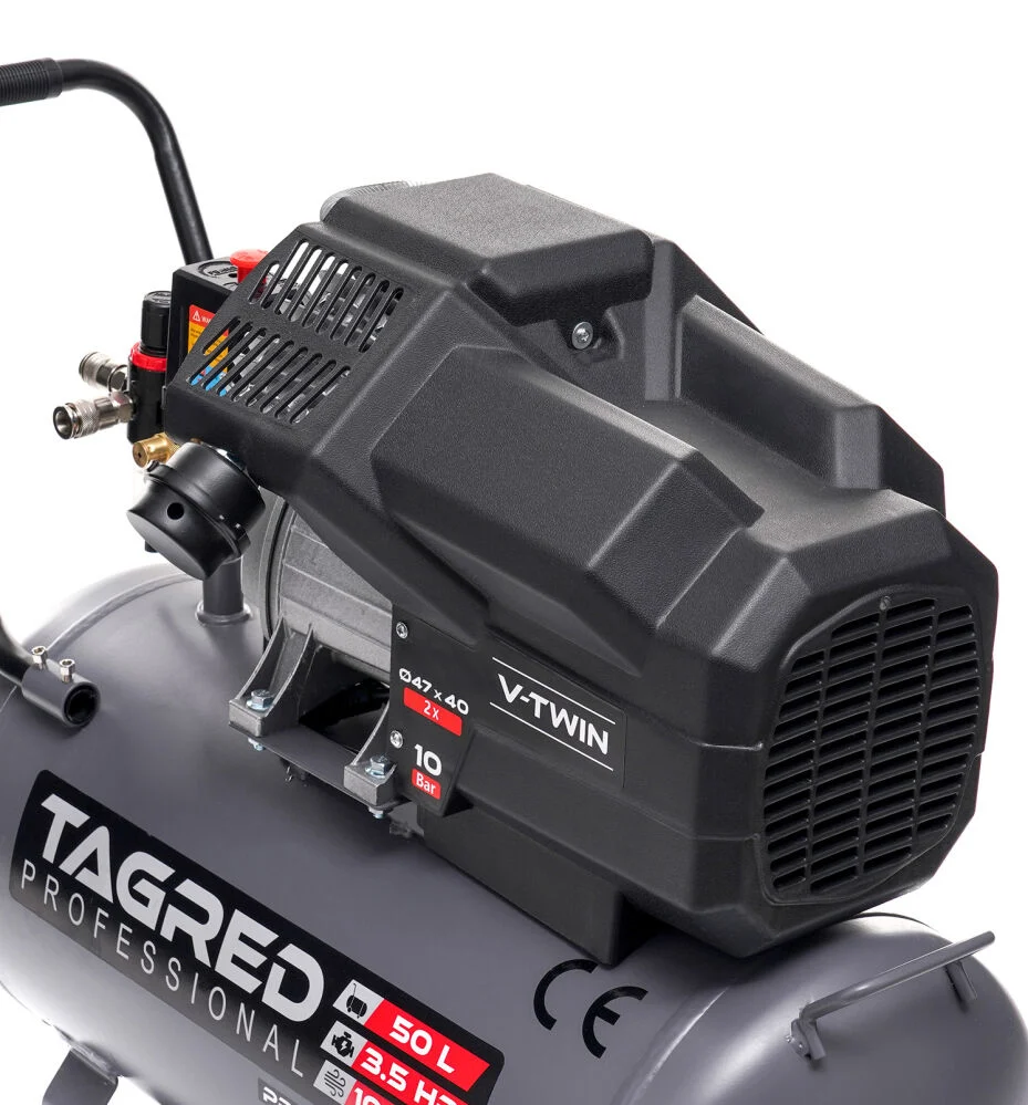 Compresor aer comprimat 50L 2 pistoane 10 bar + set 5 accesorii pneumatice (TA365+PNEUM5PCS) [9]