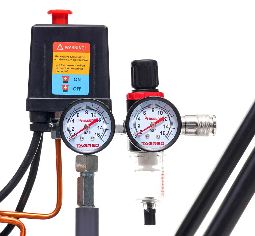 Compresor aer comprimat 50L 2 pistoane 10 bar + set 5 accesorii pneumatice (TA365+PNEUM5PCS) [7]