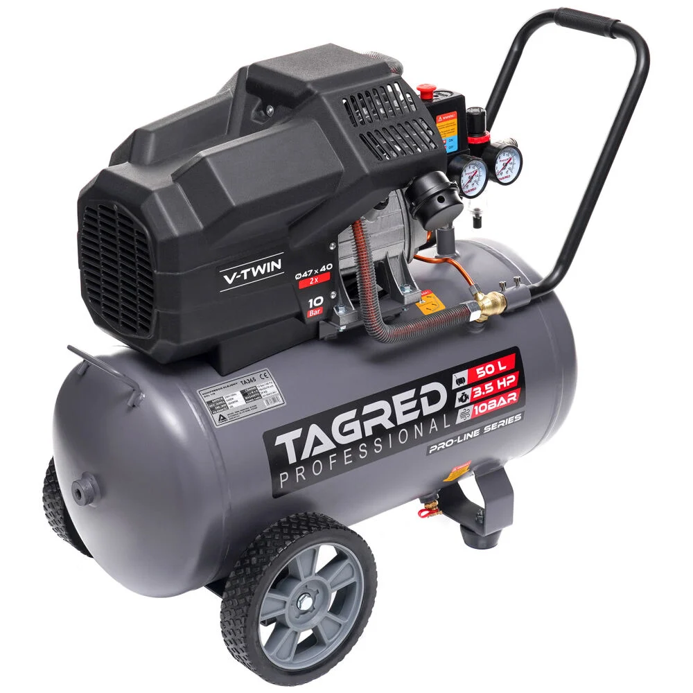 Compresor aer comprimat 50L 2 pistoane 10 bar + set 5 accesorii pneumatice (TA365+PNEUM5PCS) [6]