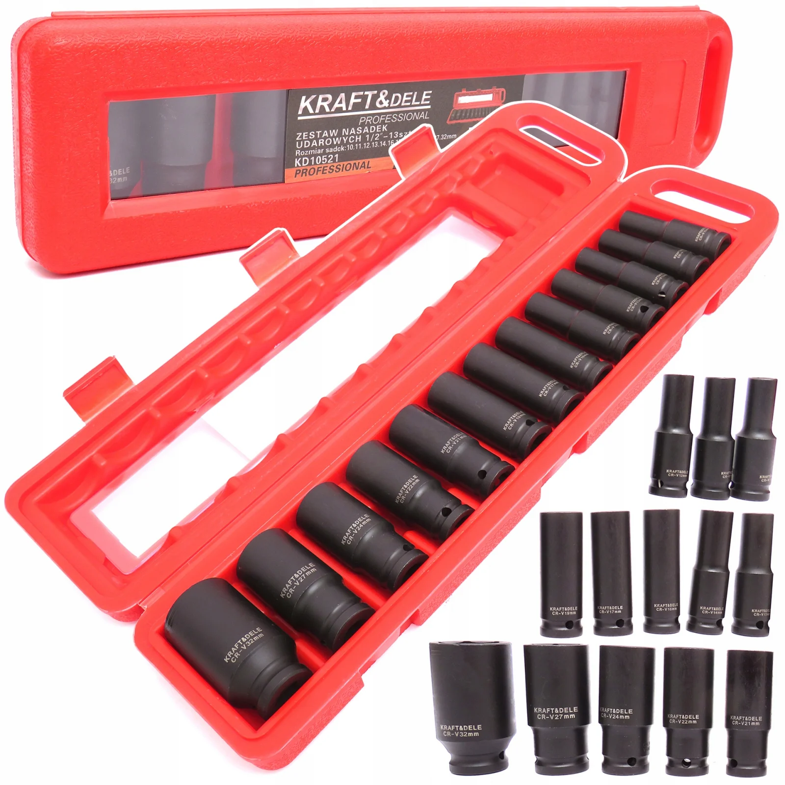 Pachet cric pneumatic 3.5T + trusa 13 chei tubulare lungi impact 1/2 10-32mm (14308+KD10521) [8]