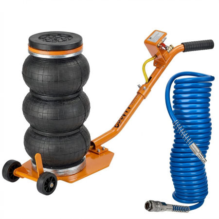 Scule Atelier Auto - Pachet cric pneumatic 3.5T tip perna + furtun aer comprimat 20m (14308+KD673)